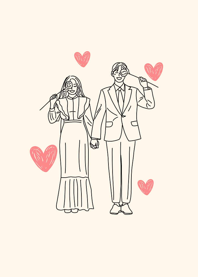 Couple in Love Line Art