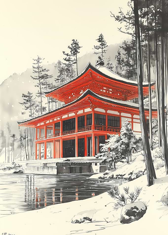 Japanese Temple in Winter