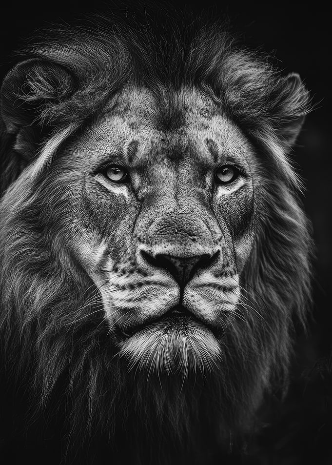 Black and White Lion Portrait Phtoto