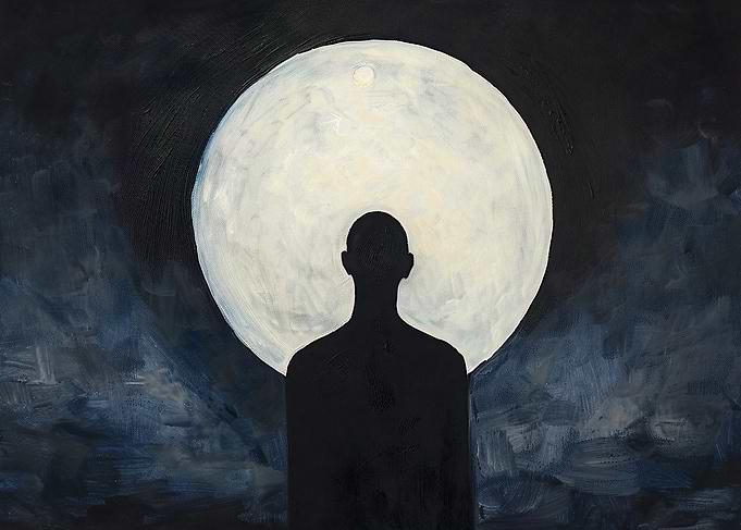 Silhouette Under Moon