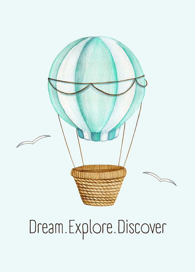 Hot Air Balloon Watercolor