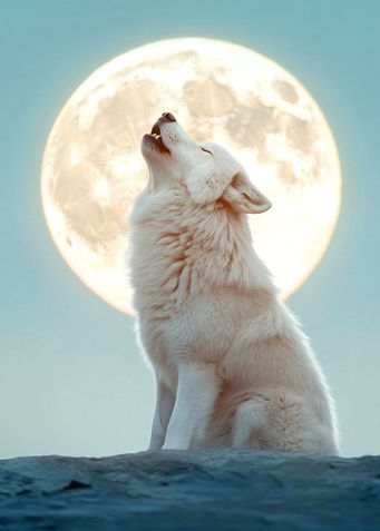 Wolf Howling at the Moon