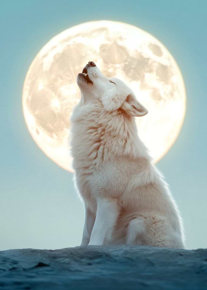 Wolf Howling at the Moon