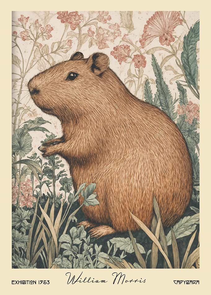 Capybara William Morris Floral