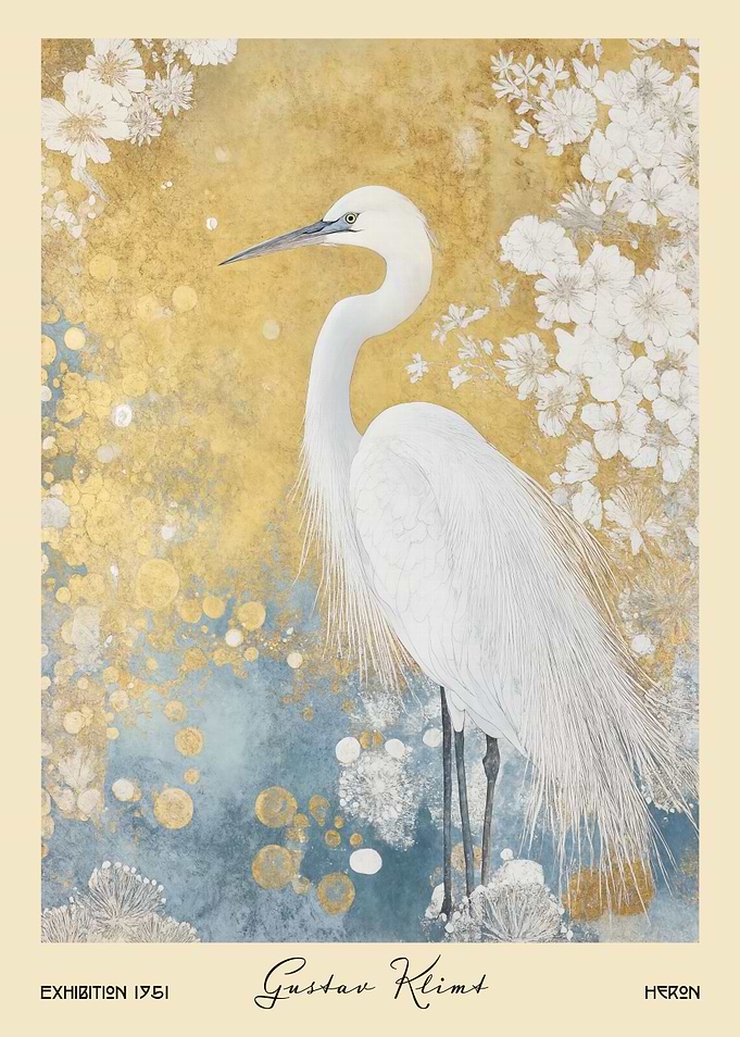 Heron Gustav Klimt Floral