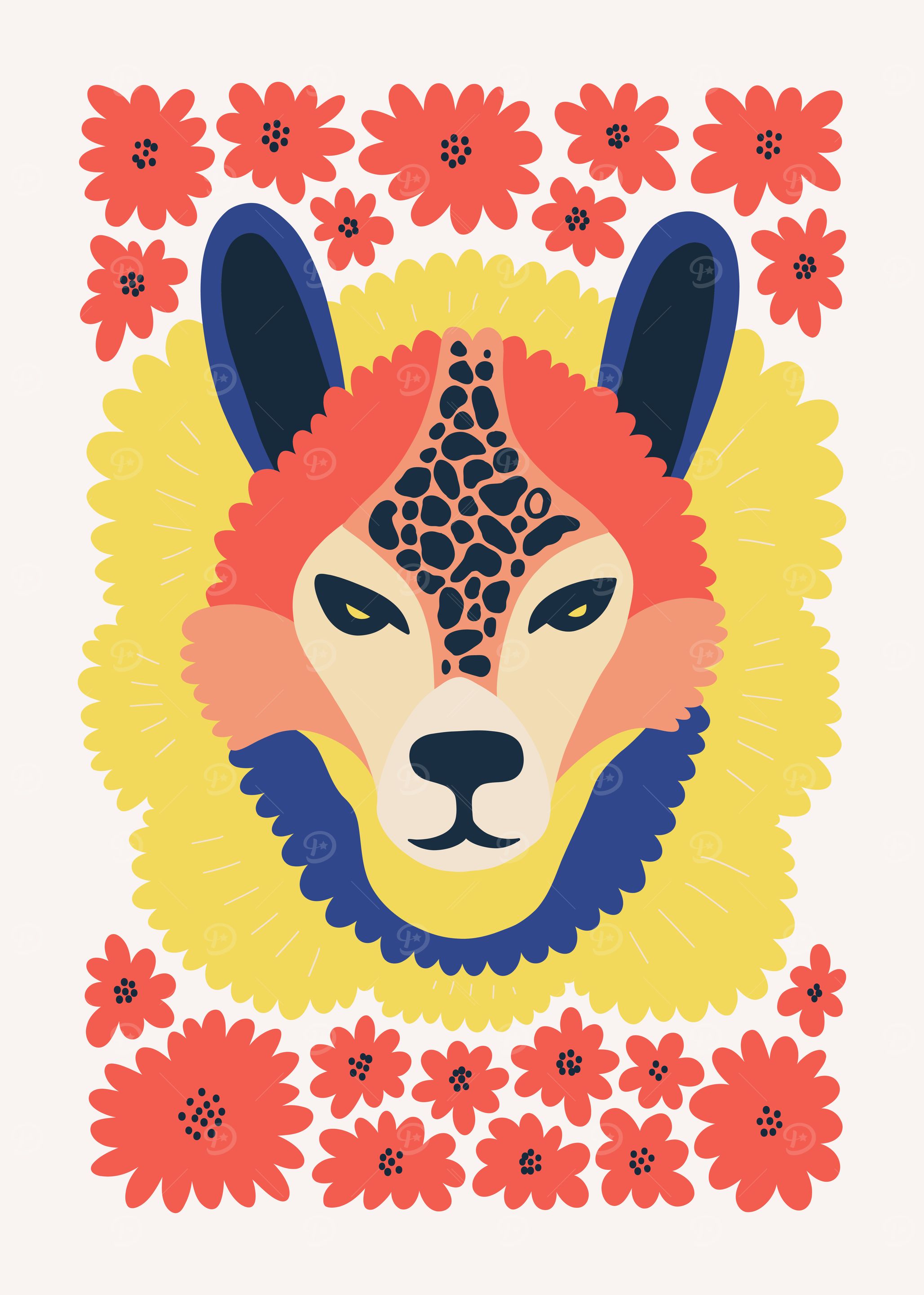 Alpaca with Flowers