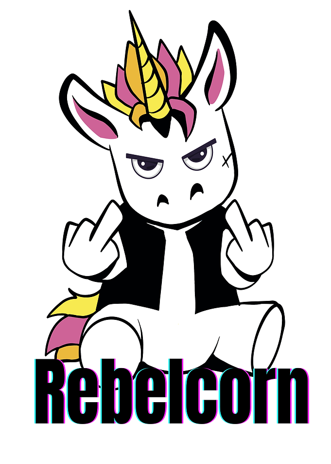 Rebelcorn Showing Middlefinger Badass Punk Unicorn Attitude