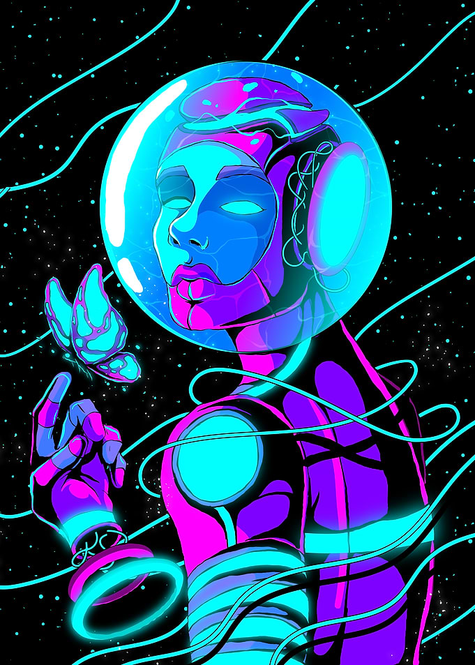 Neon Space Astronaut Android
