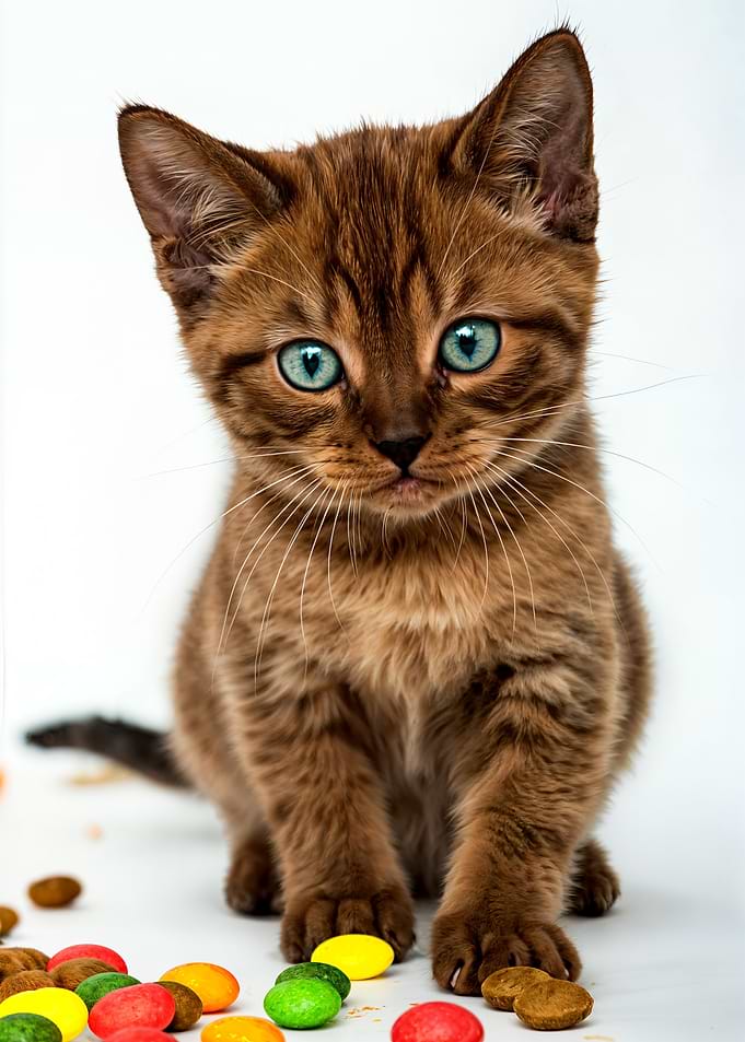 Cute Kitten with Candy