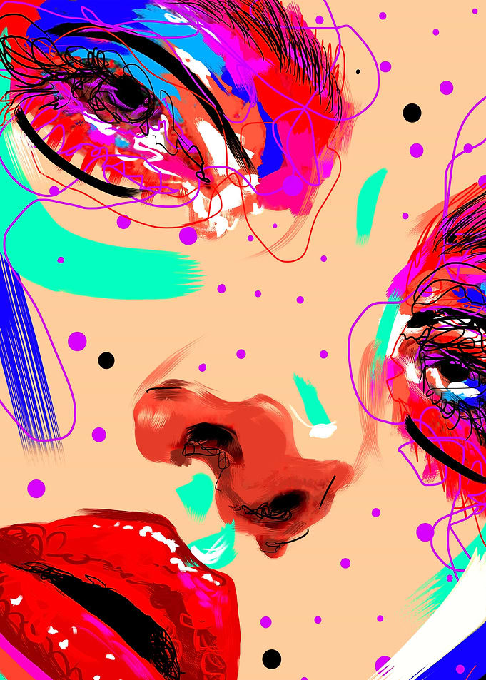 Colorful Abstract Bold Makeup Fashion Illustration Female Portrait
