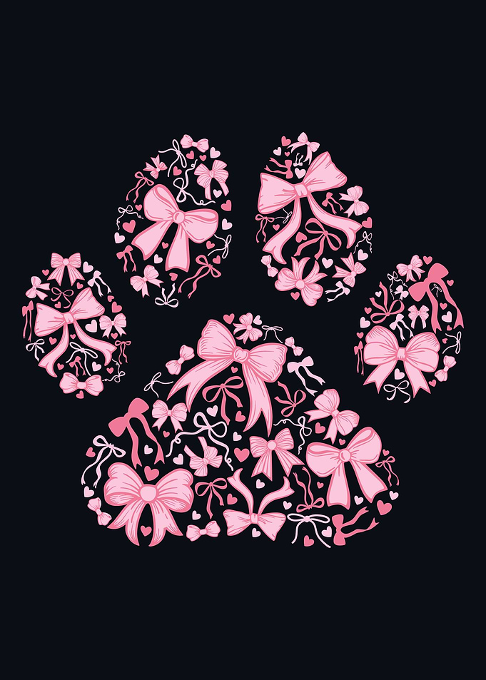 Pink Bow Paw Print