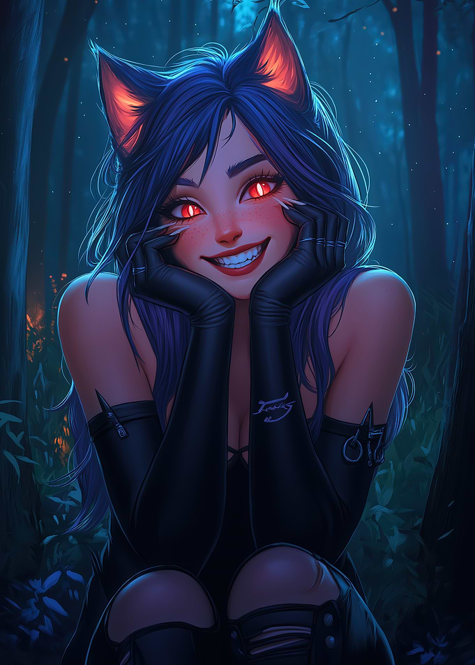 Anime Cat Girl in Forest