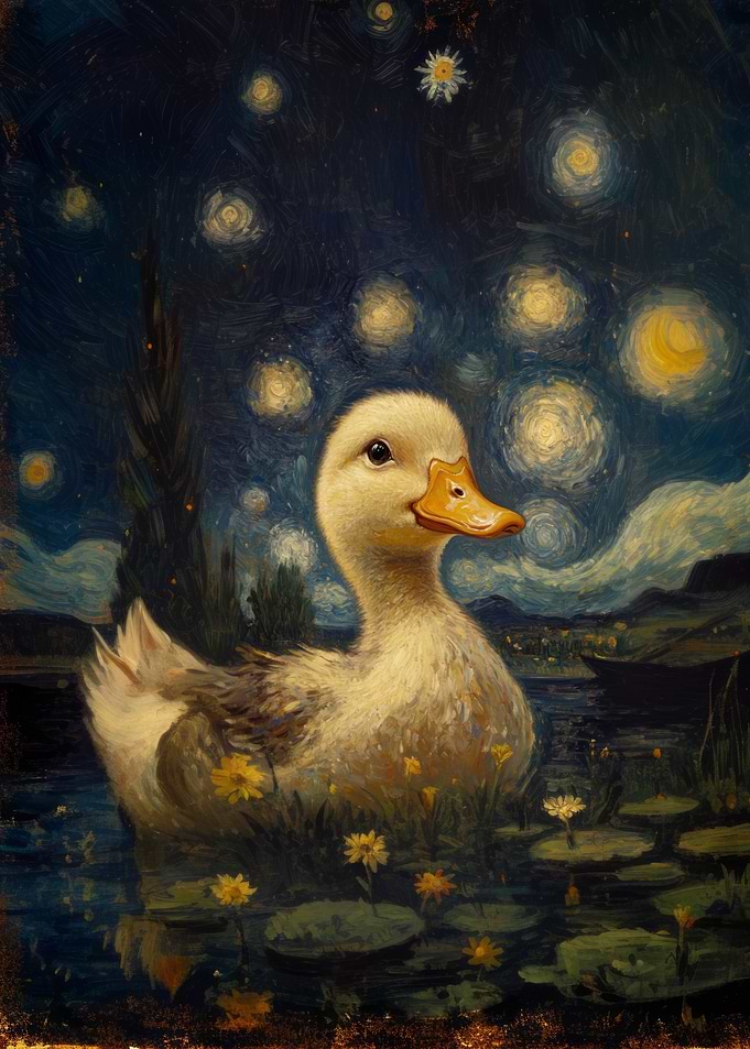 Duck in Starry Night