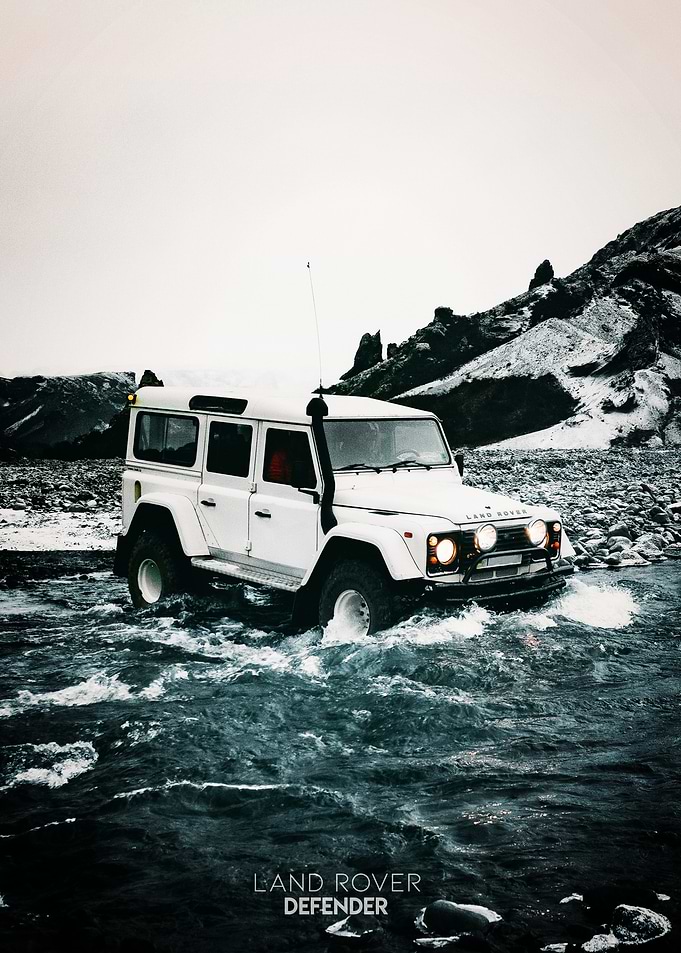 Land Rover Defender in River