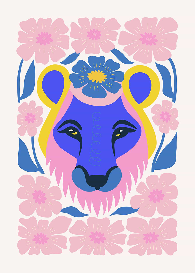Lion with Flowers