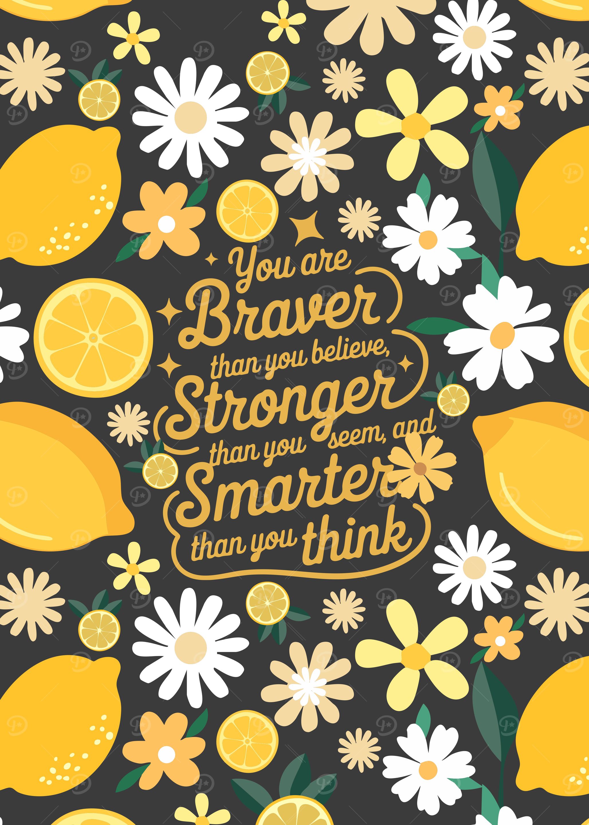 Motivational Ditsy Lemon