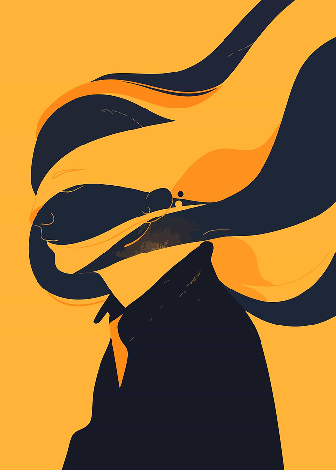 Abstract Portrait in Yellow Minimalist Art Illustration