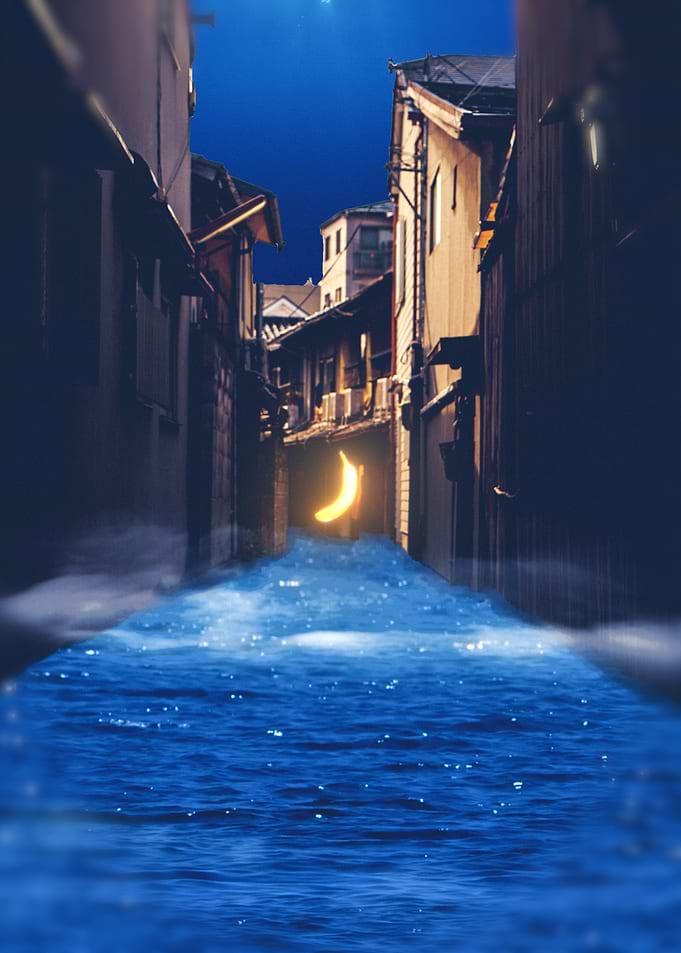 The Glowing Banana: Urban Tides in a Surreal Silence