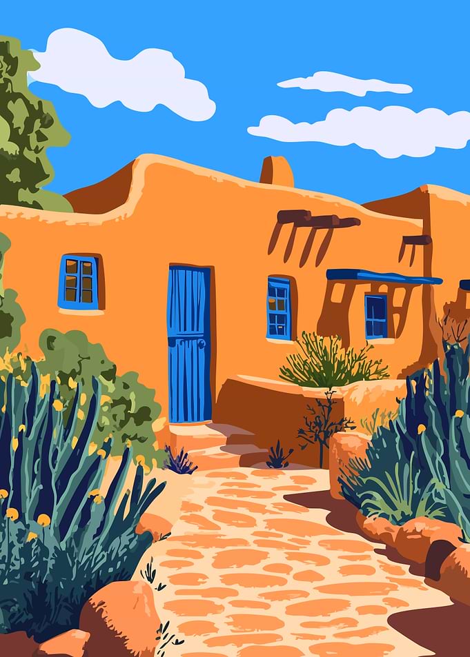 Beautiful New Mexico Summer Minimalist Art Illustration