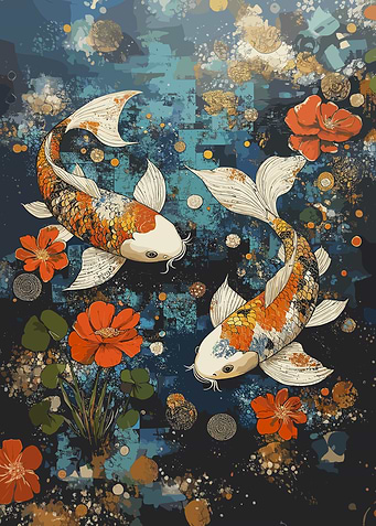 Koi Fish Watercolor Art