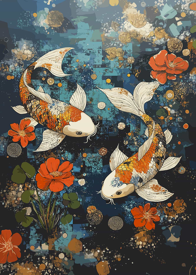 Koi Fish Watercolor Art