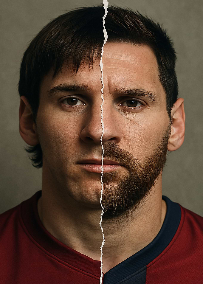 Lionel Messi Portait Old And Young