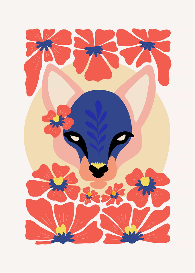 Fox with Flowers