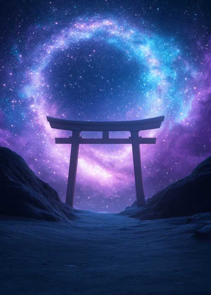 Torii Gate Under Starry Sky