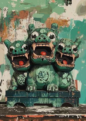 Three Guardian Fodog Art