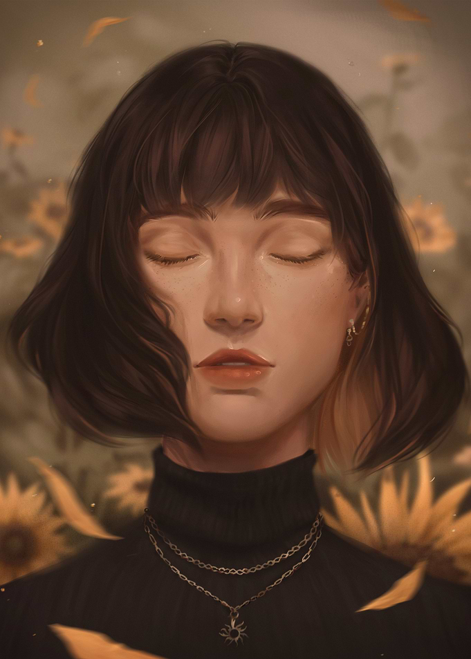 Sunflower - Woman Portrait Illustration