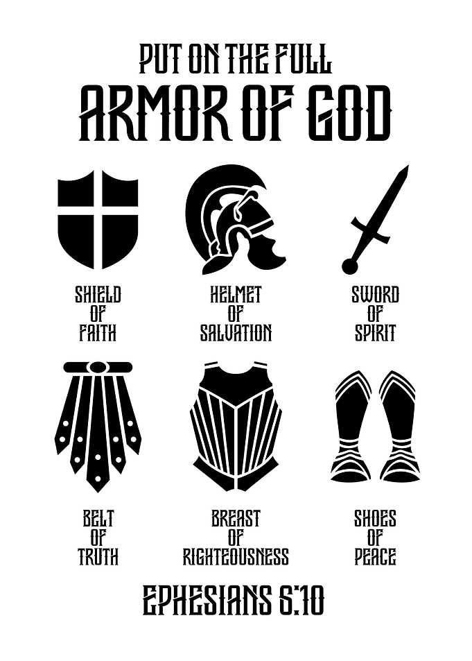 Armor of God Religious Inspirational Motivational Positive Minimalistic Art