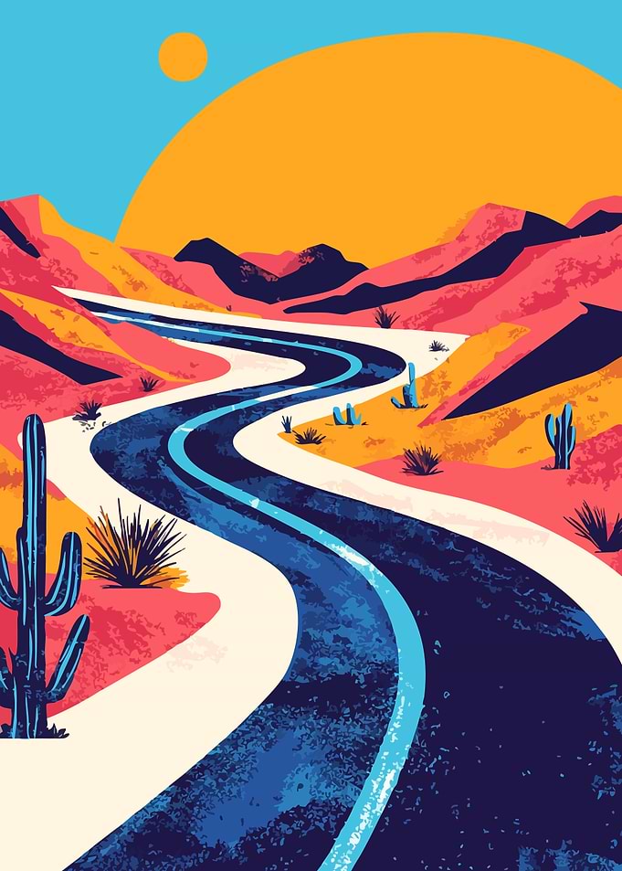 Desert Highway Road Abstract Minimalist Art