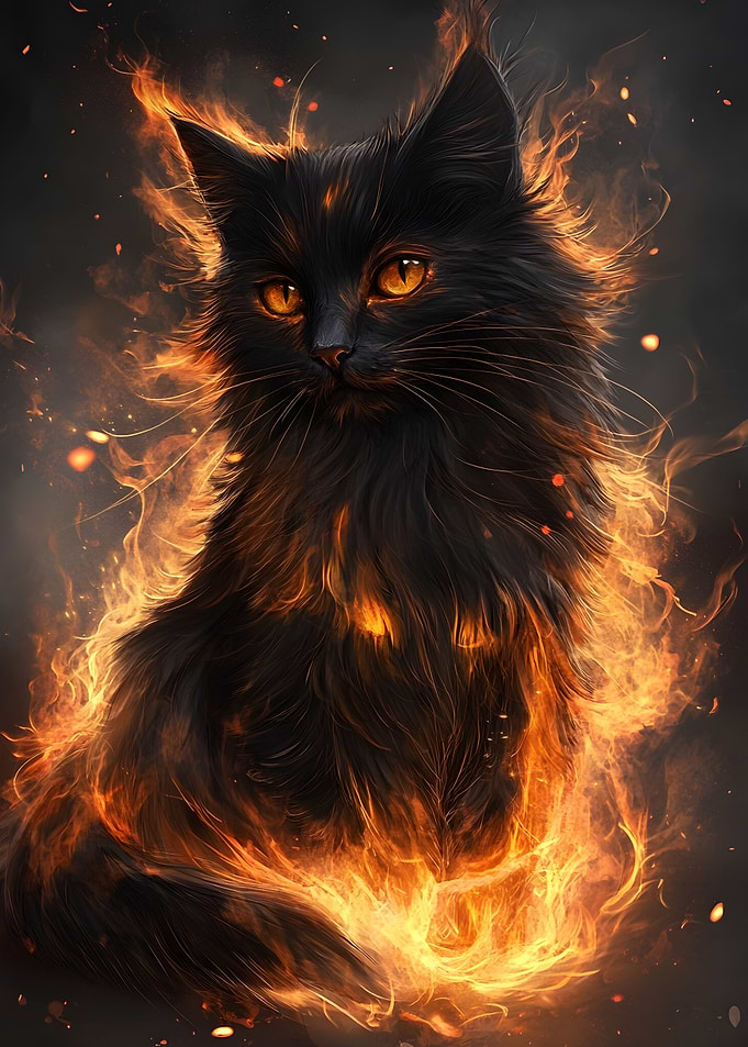 Fiery Black Cat