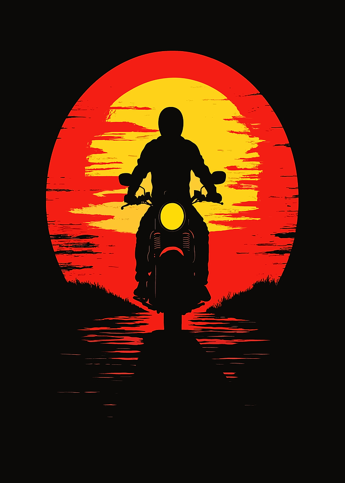 Motorcycle Sunset Silhouette