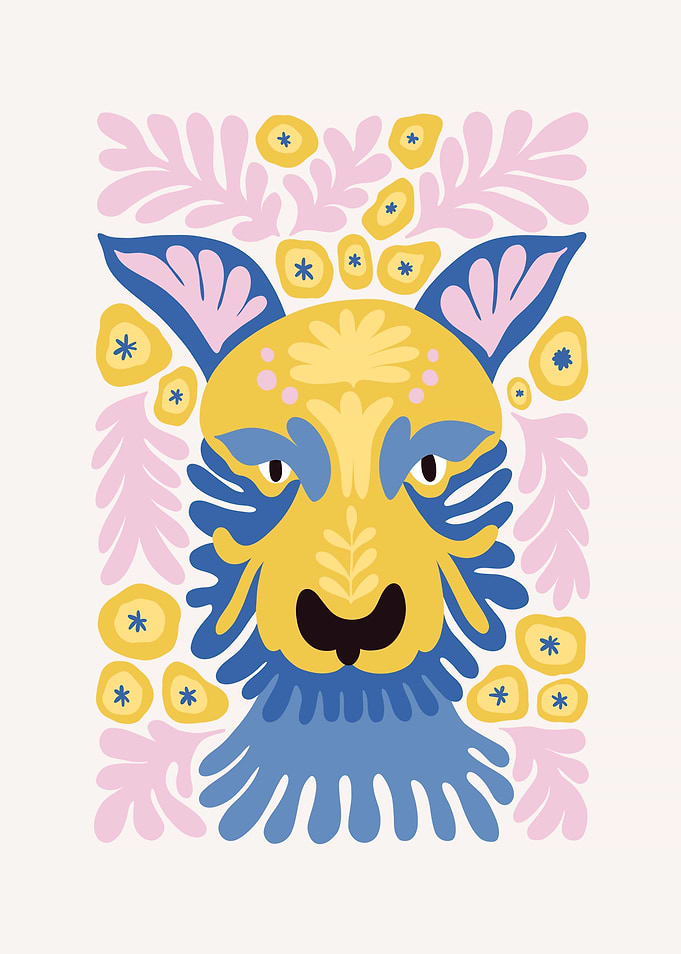 Folk Art Dog Portrait
