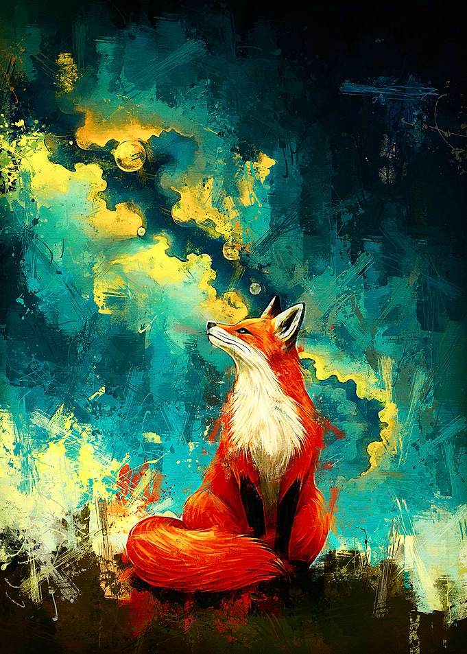 Fox in Abstract Landscape