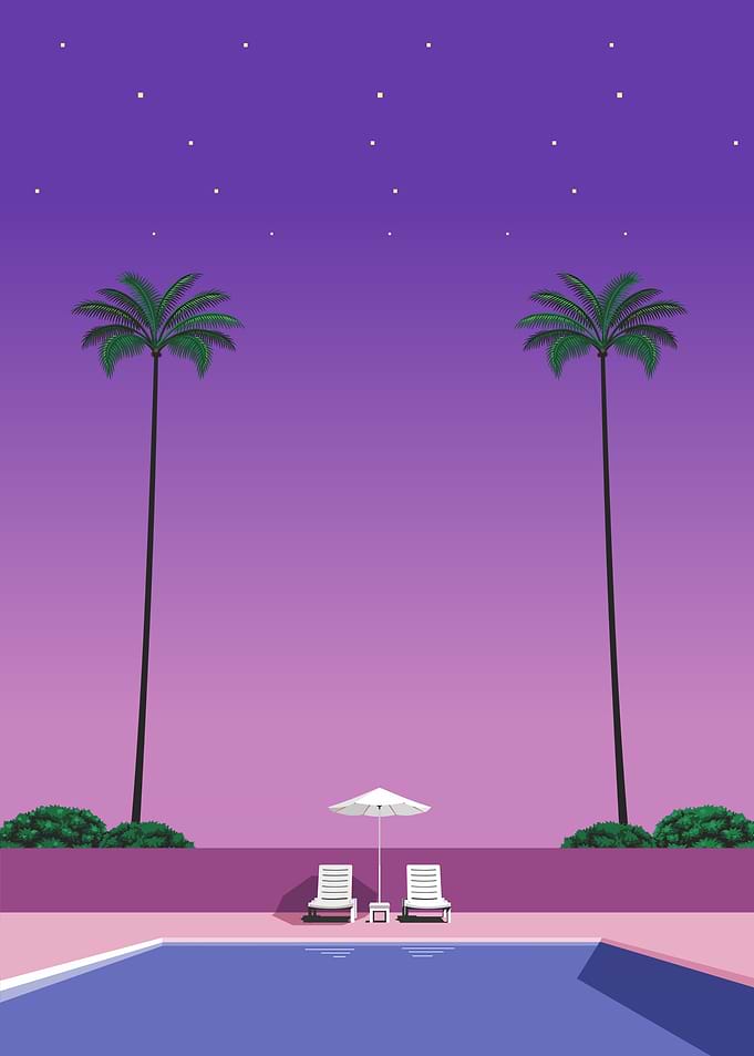 Palm Pool Night