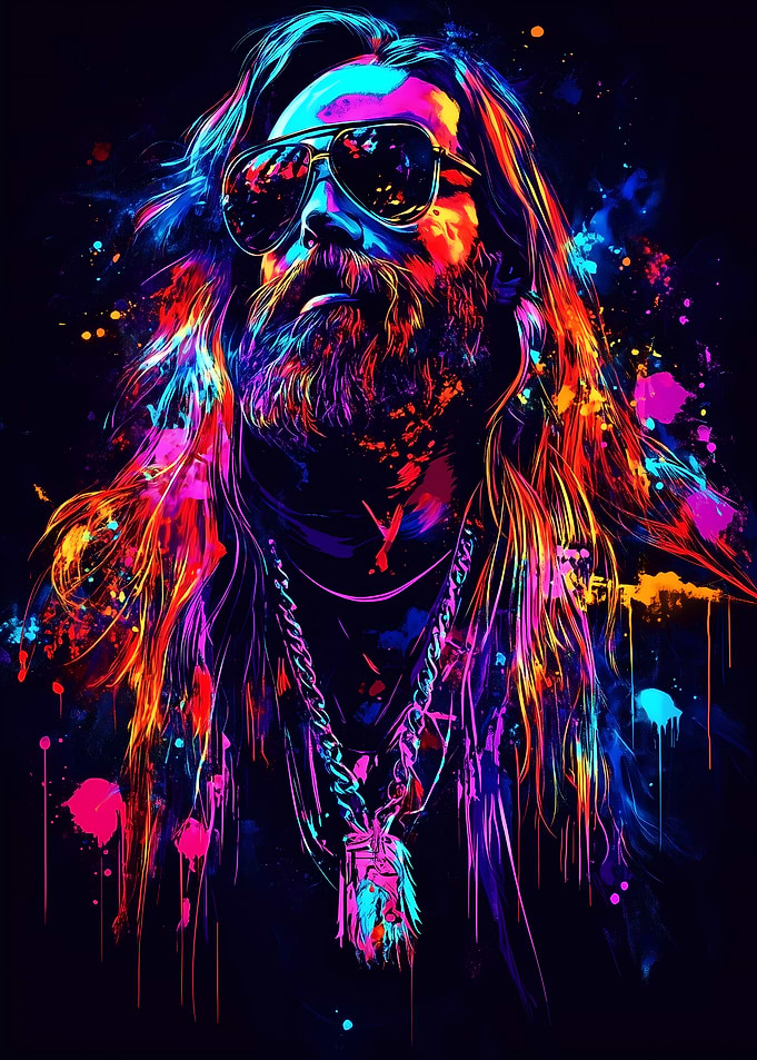 Neon Portrait with Sunglasses