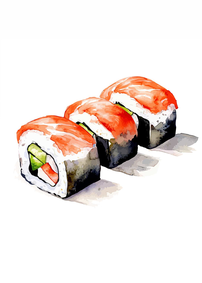 Watercolor Sushi Rolls