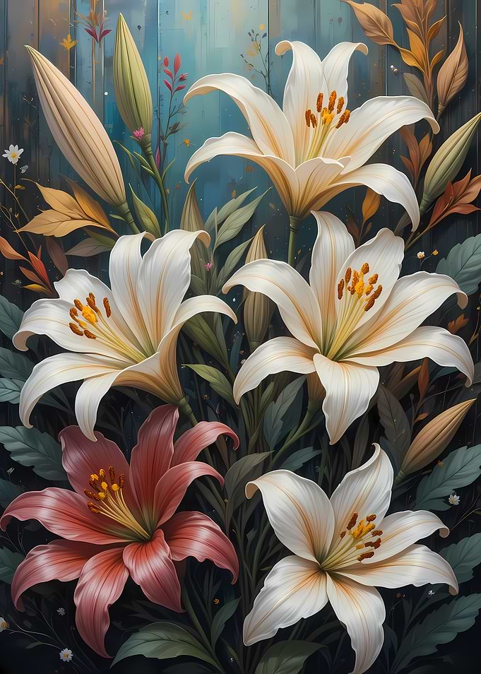 White and Pink Lilies