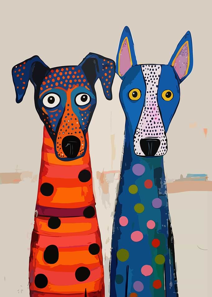 Two Dogs in Polka Dots