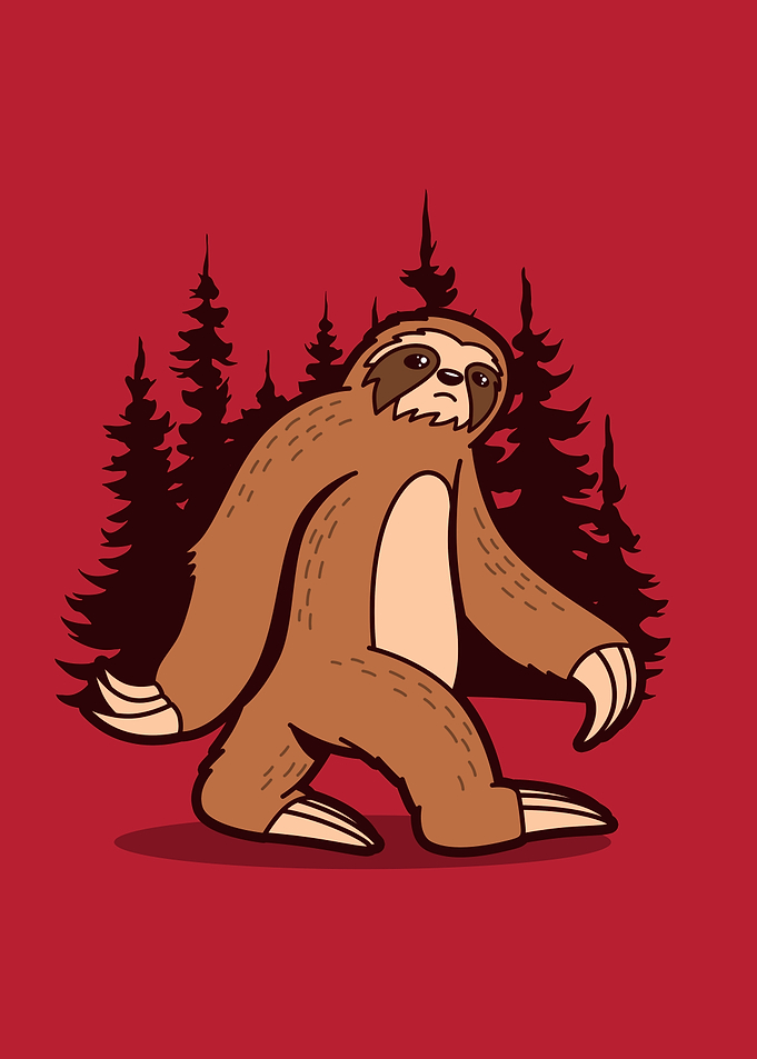 Cute Bigfoot Sloth Walking in Forest