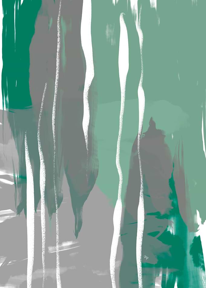 Abstract Green and Grey Painting