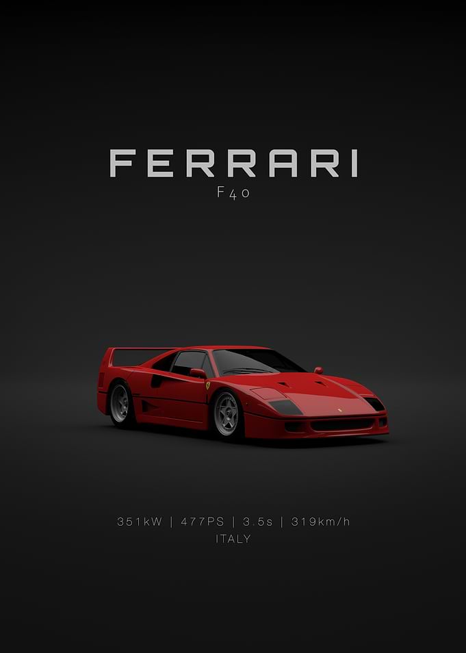 Ferrari F40 1992 - Red Front Specs