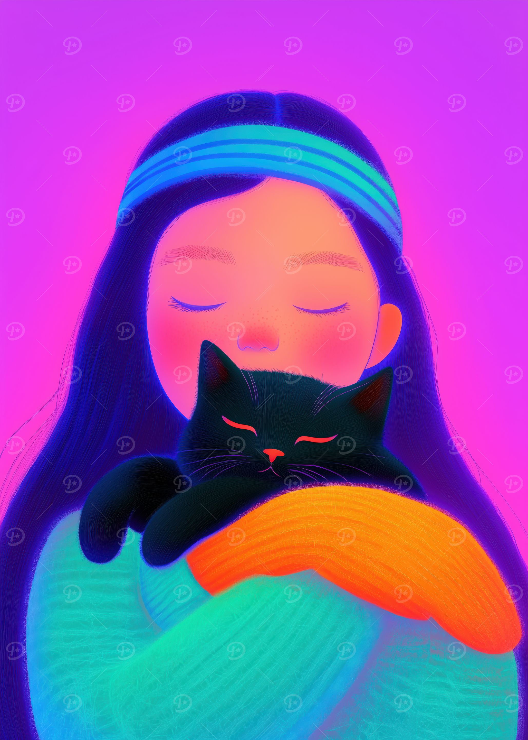 Girl Holding a Cat
