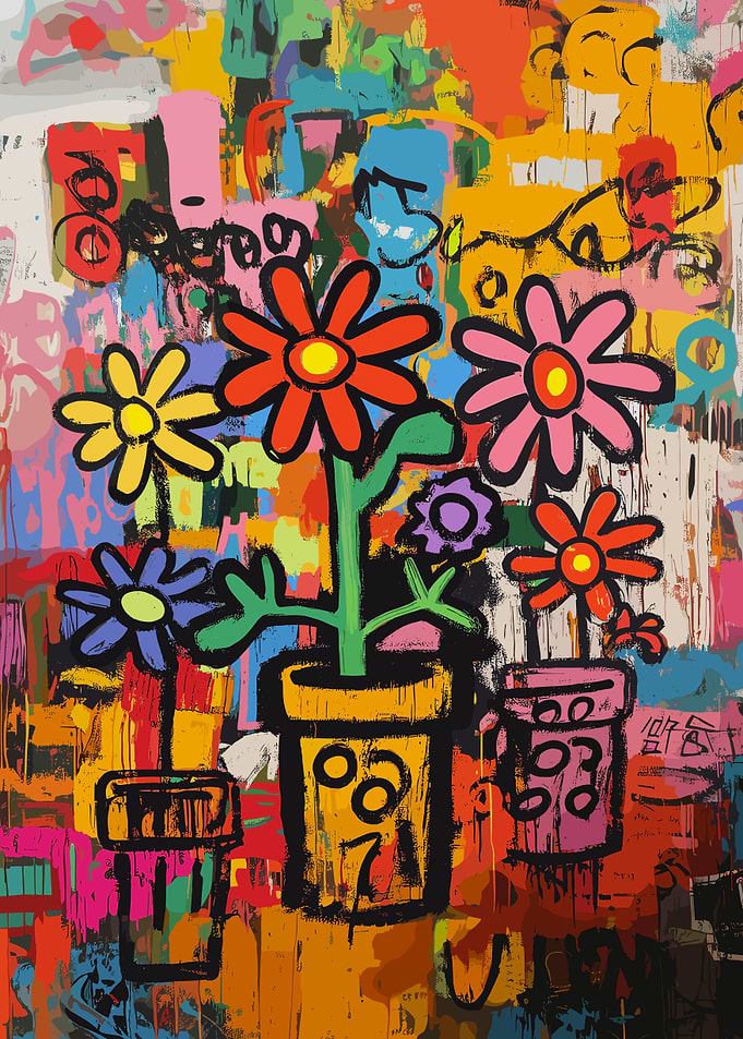 Pop Colorful Flower Pot Art