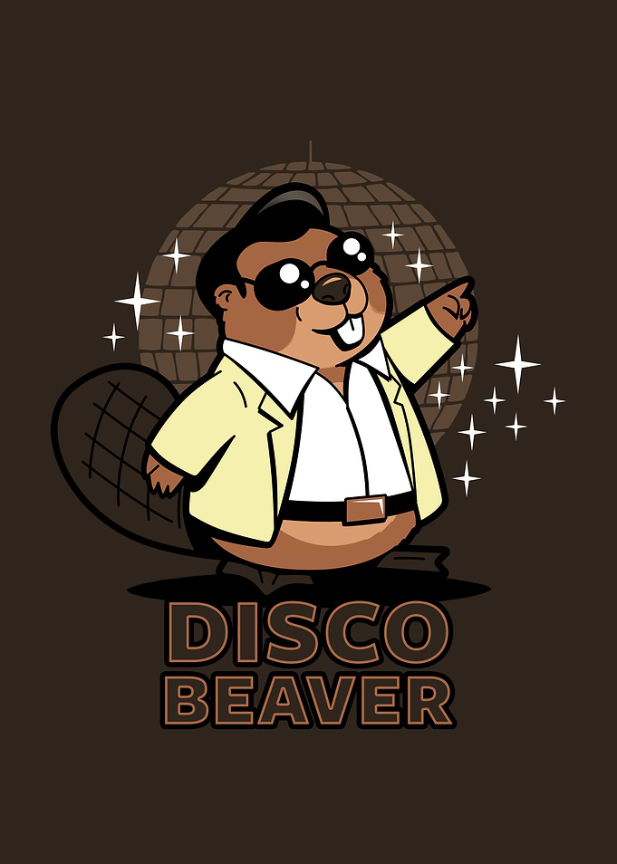 Disco Beaver Funny Retro 70's Meme