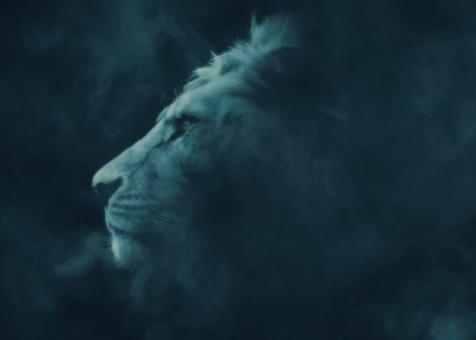 Lion King Teal Fog Portrait