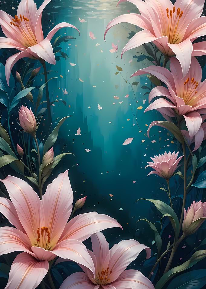 Pink Lilies Underwater