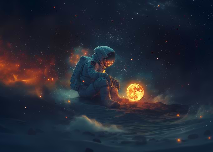 Astronaut Contemplating Moon